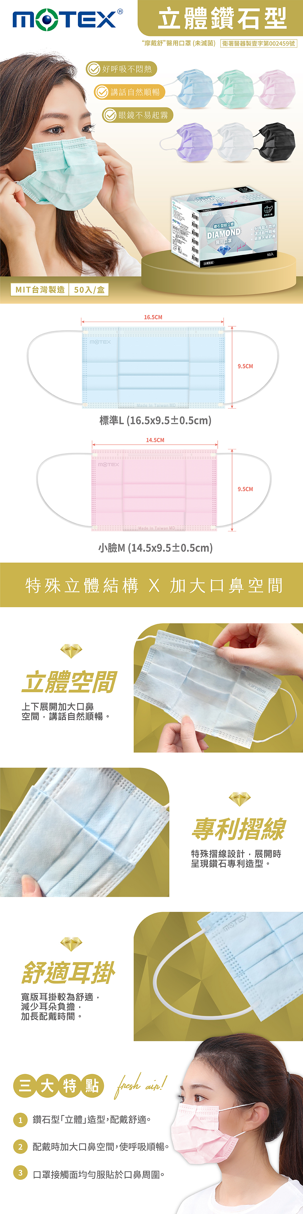 motex鑽石型口罩